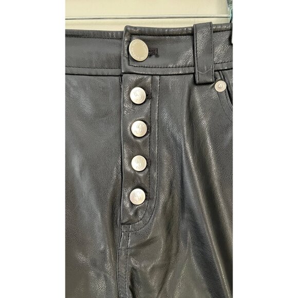 STOLEN GIRLFRIENDS CLUB BUTTON FLY BERMUDA VEGAN LEATHER SHORTS S - Picture 3 of 8